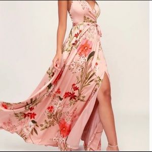 Lulus still the one pink floral maxi